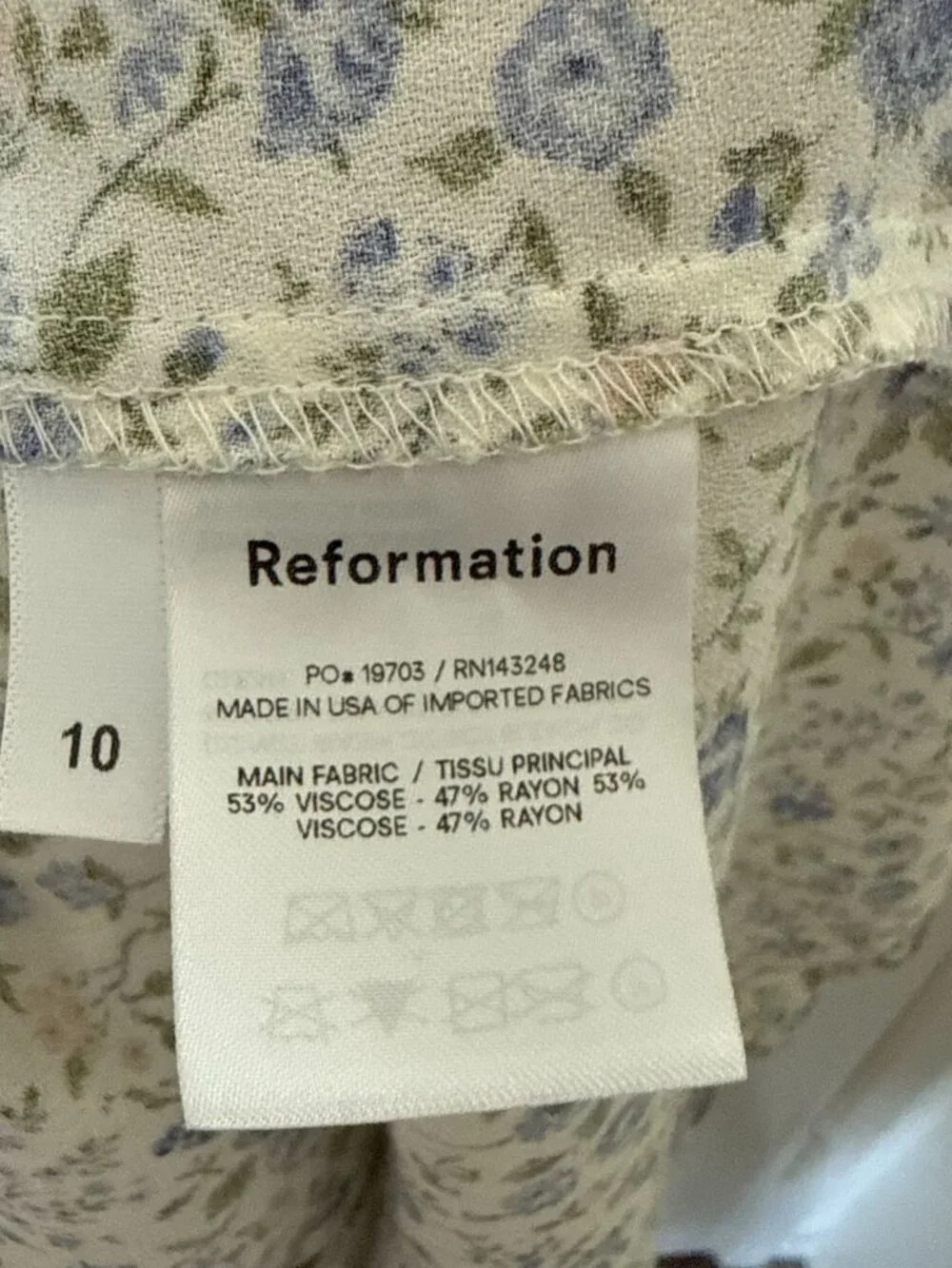 Reformation Charlton Blue White Floral Mini Dress US 10 - Picture 5 of 6